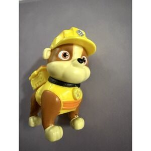 Paw Patrol Rubble Action Figure Yellow Construction Hat Pup Pack Toy Dog